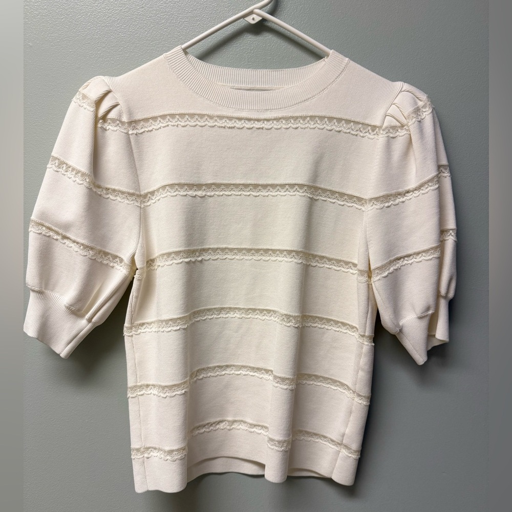 Alice + olivia Lavona Lace Inset Sweater medium